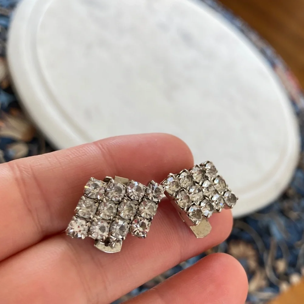 Vintage Bluette Made in France Signed Rhinestone Shoe Clips